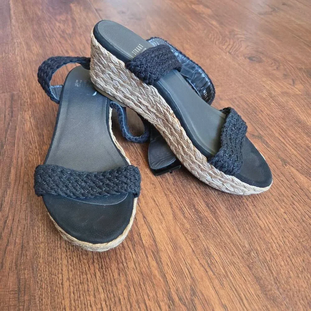 Stuart Weitzman Alexio Crochet Wedge Jute Espadrilles